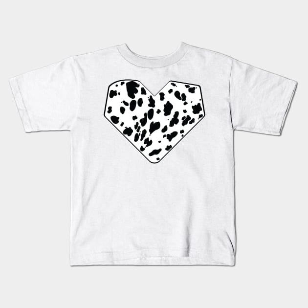 Dalmatian's Spots Love Heart Kids T-Shirt by LozzieElizaDesigns